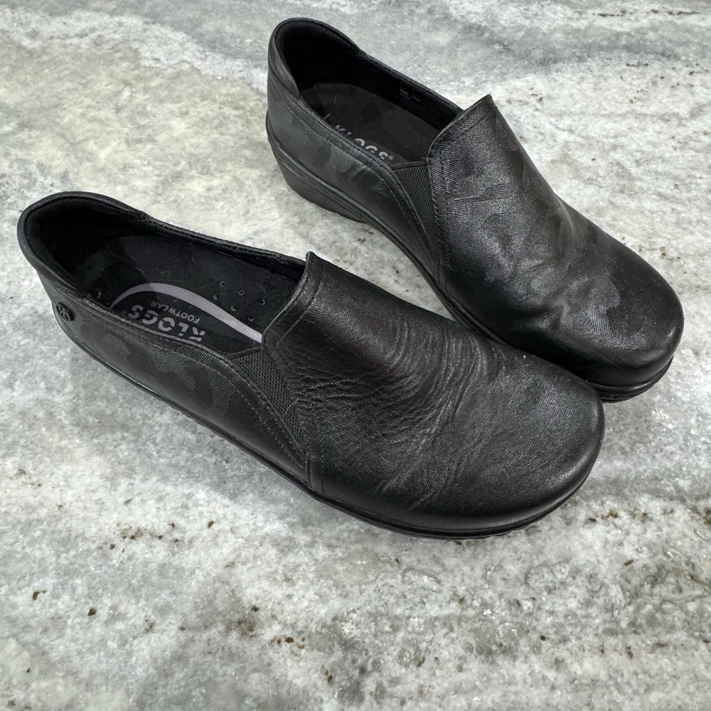 Klogs Black Leather Shoes Slip Resistant‎ Women's 10 Moxy Nurses